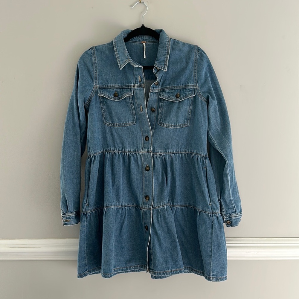 NWOT Free People Denim button up dress